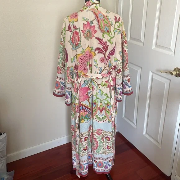 Zara Floral Kimono Belted Long Robe Women Size XS NEW NWT 7864/029